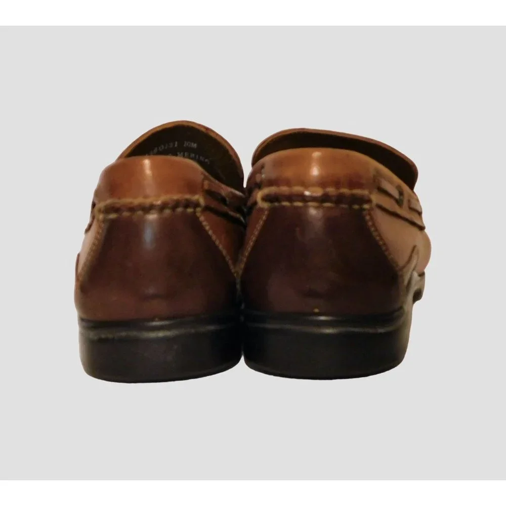 Bass Mens Tassel Loafers 10M Brown Leather Slip On Merino